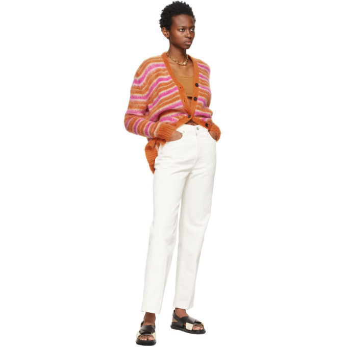 Marni Orange Mohair Striped Cardigan Marni