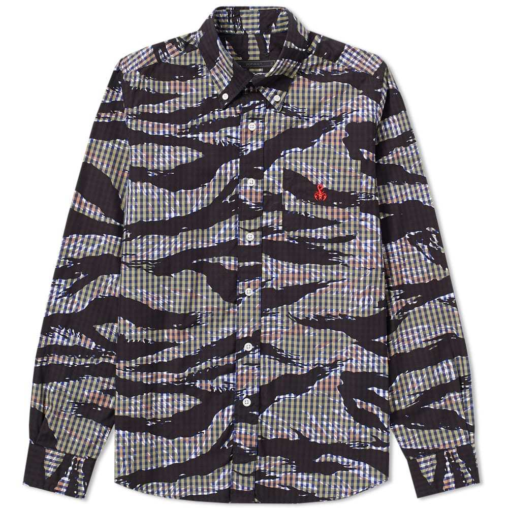 Photo: SOPHNET. Tiger Camouflage Print Button Down Shirt Green