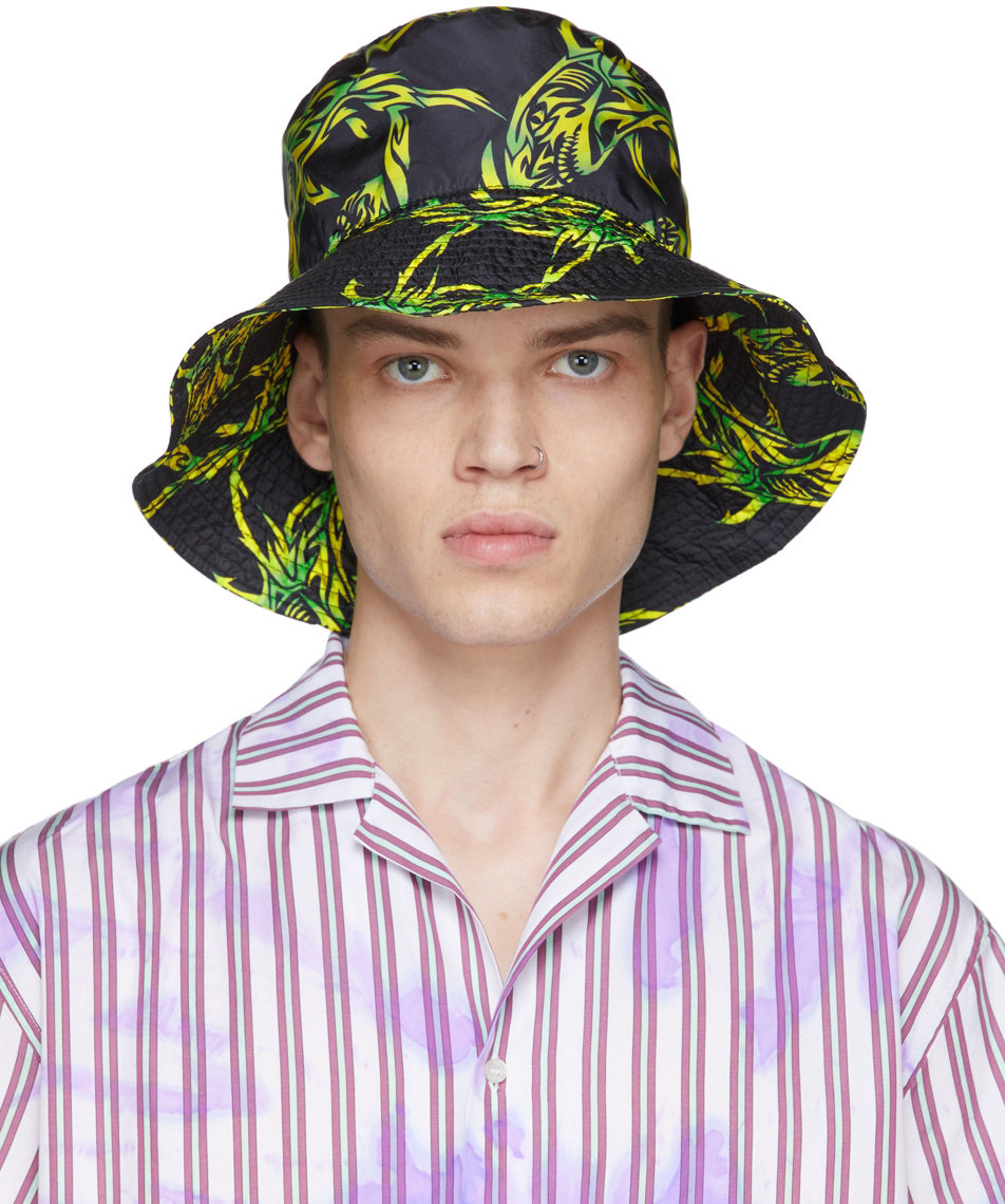 MSGM Black Nylon Bucket Hat MSGM