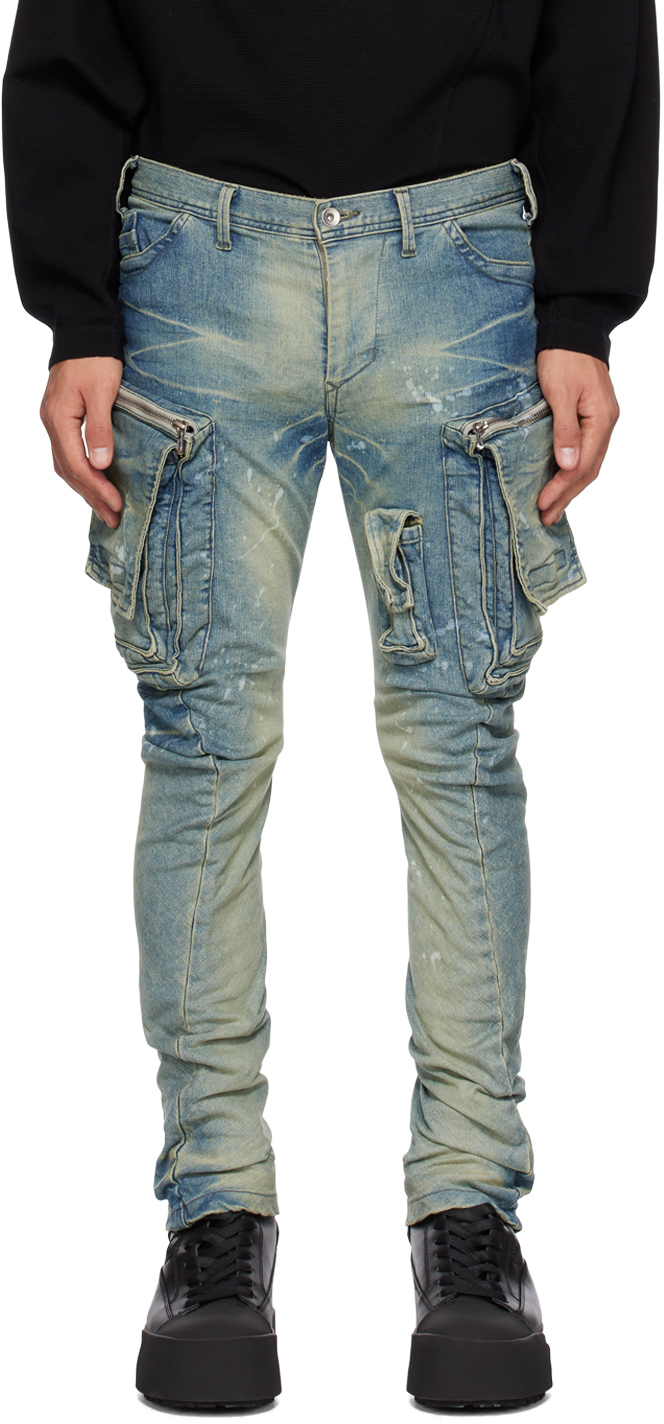 Julius Indigo Damage Denim Cargo Pants Julius