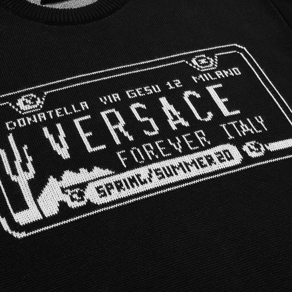 Versace Number Plate Intarsia Crew Knit Versace