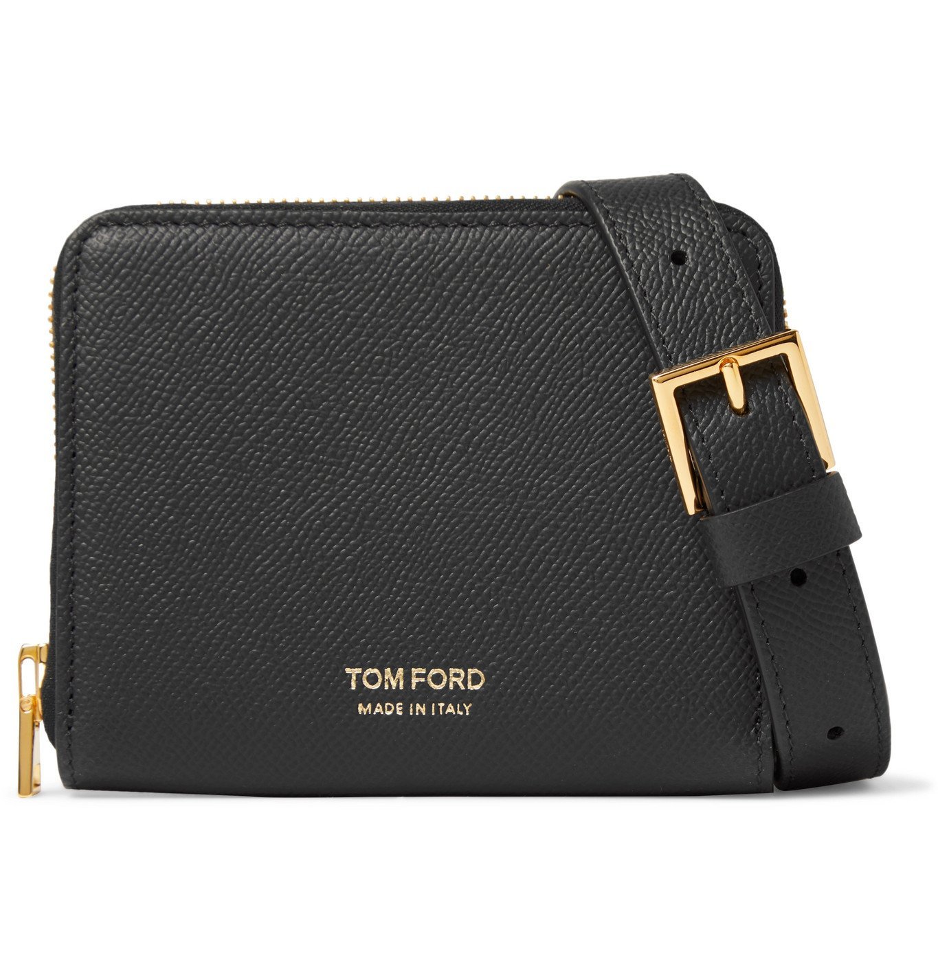 TOM FORD - Full-Grain Leather Zip-Around Wallet with Lanyard - Black TOM  FORD