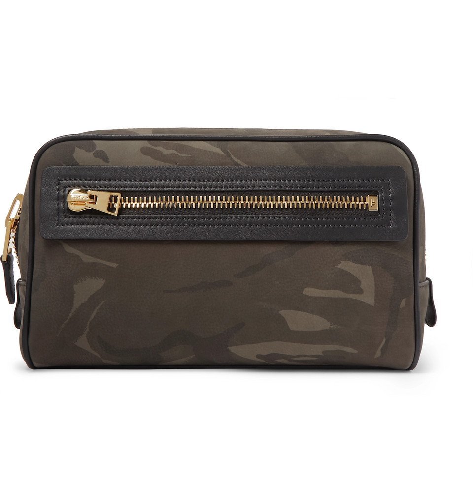 TOM FORD - Camouflage-Print Leather Wash Bag - Green TOM FORD