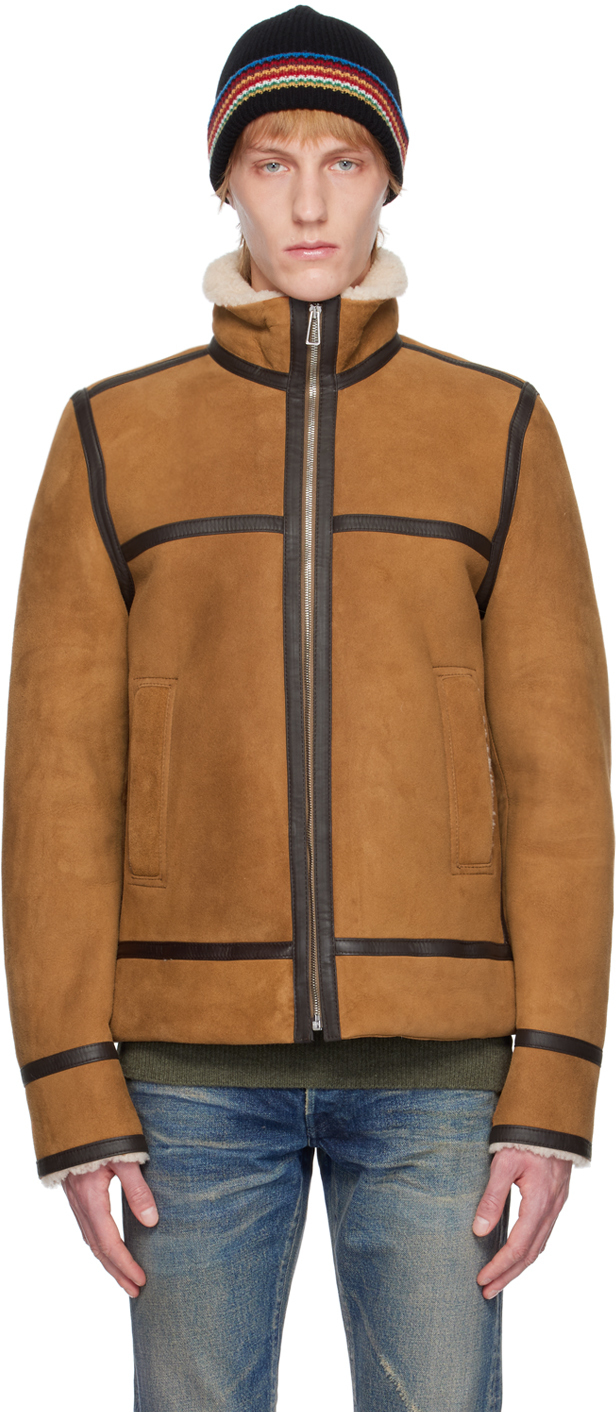 Photo: PS by Paul Smith Tan Aviator Leather Jacket
