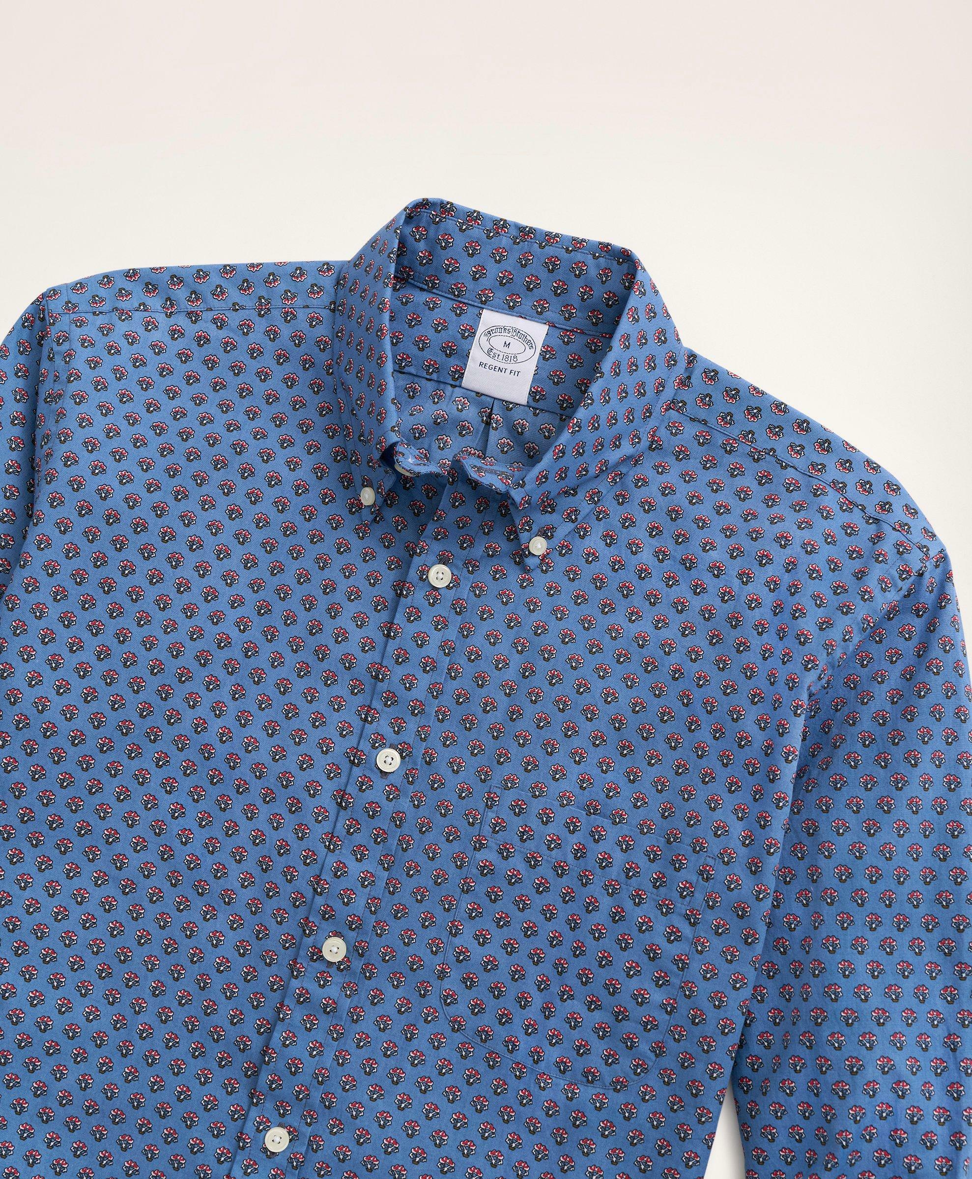 Brooks Brothers Men's Regent Regular-Fit Sport Shirt, Poplin, Foulard | Blue