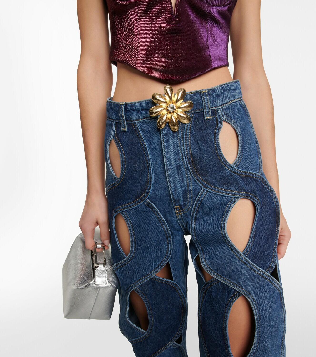 Area Rope cutout wideleg jeans AREA