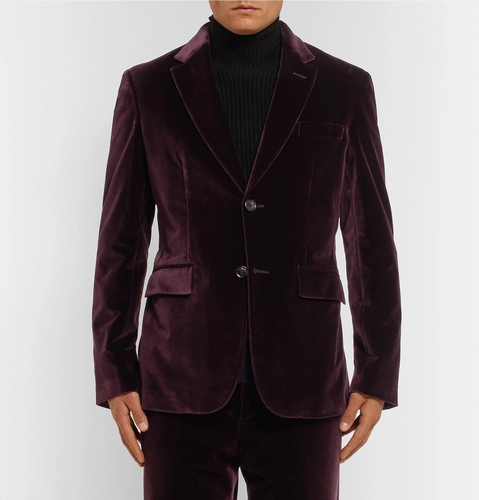 Berluti - Plum Stretch-Cotton Velvet Suit Jacket - Men - Plum Berluti
