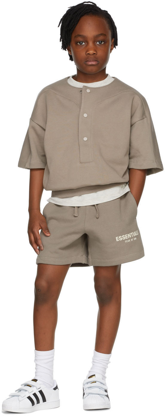 Essentials Kids Taupe Logo Shorts Essentials