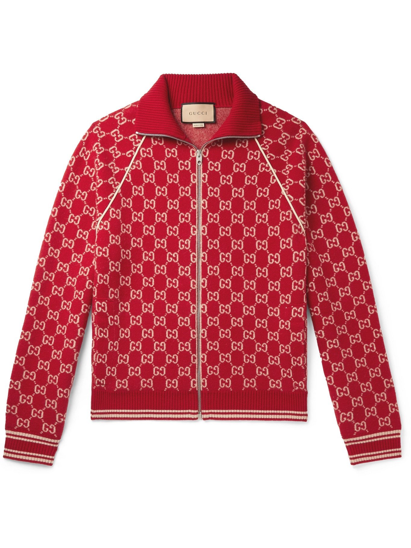GUCCI - Logo-Intarsia Wool and Cashmere-Blend Bomber Jacket - Red Gucci