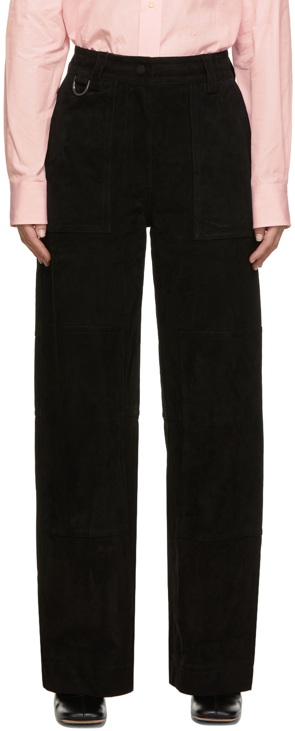 Saks Potts Black Suede Rose Trousers 