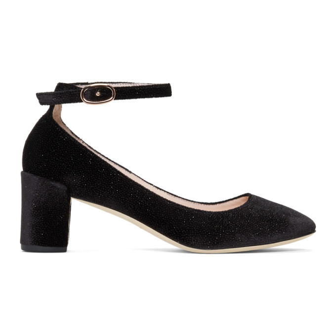 black velvet mary jane heels