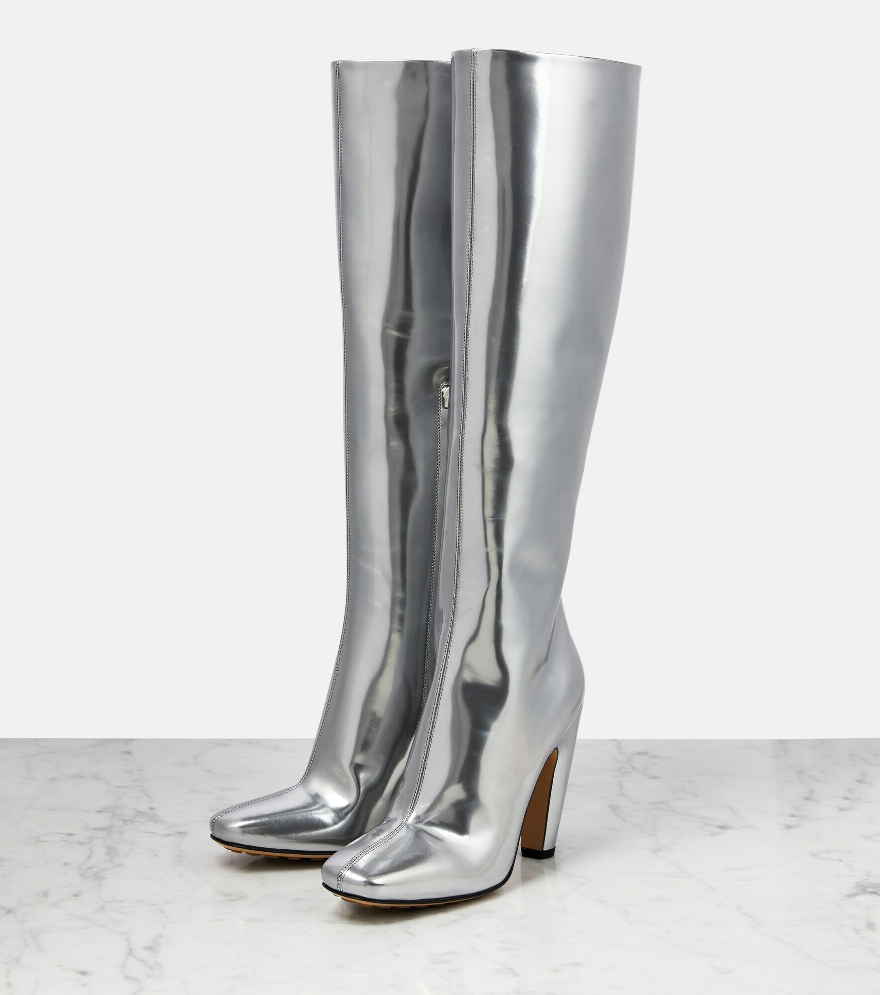Bottega Mirrored leather kneehigh boots Bottega