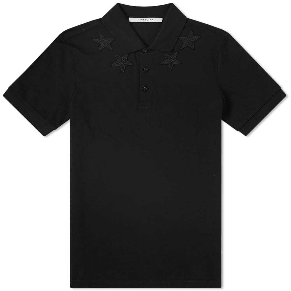 Givenchy Cuban Embroidered Star Collar Polo Black Givenchy