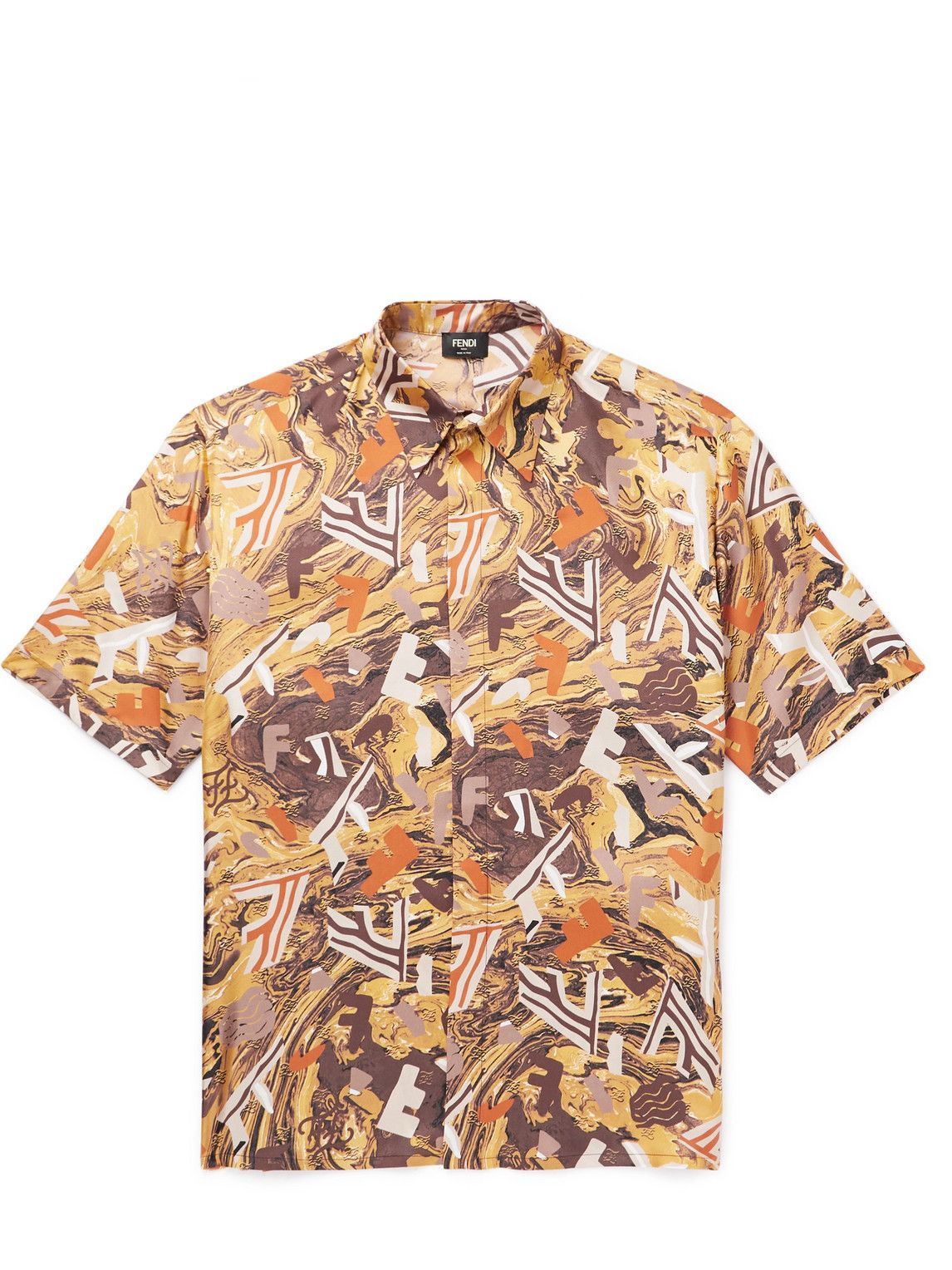 Fendi - Logo-Print Silk-Twill Shirt - Yellow Fendi