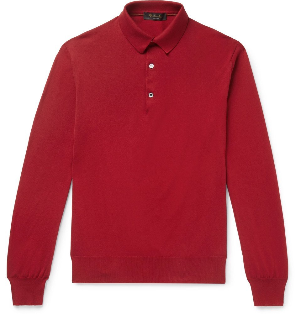 Loro Piana - Knitted Cotton Polo Shirt - Red Loro Piana