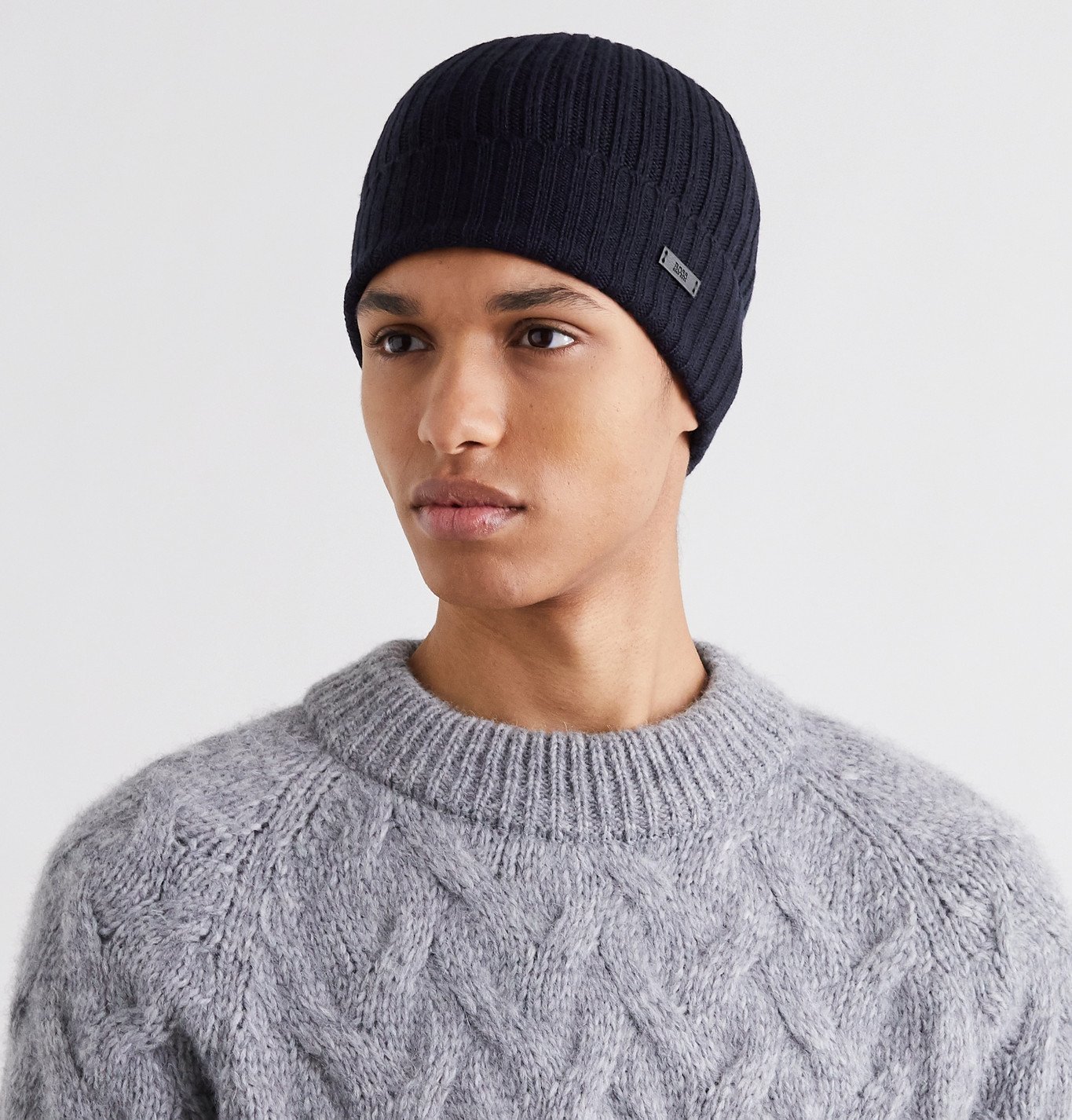 hugo boss ribbed beanie