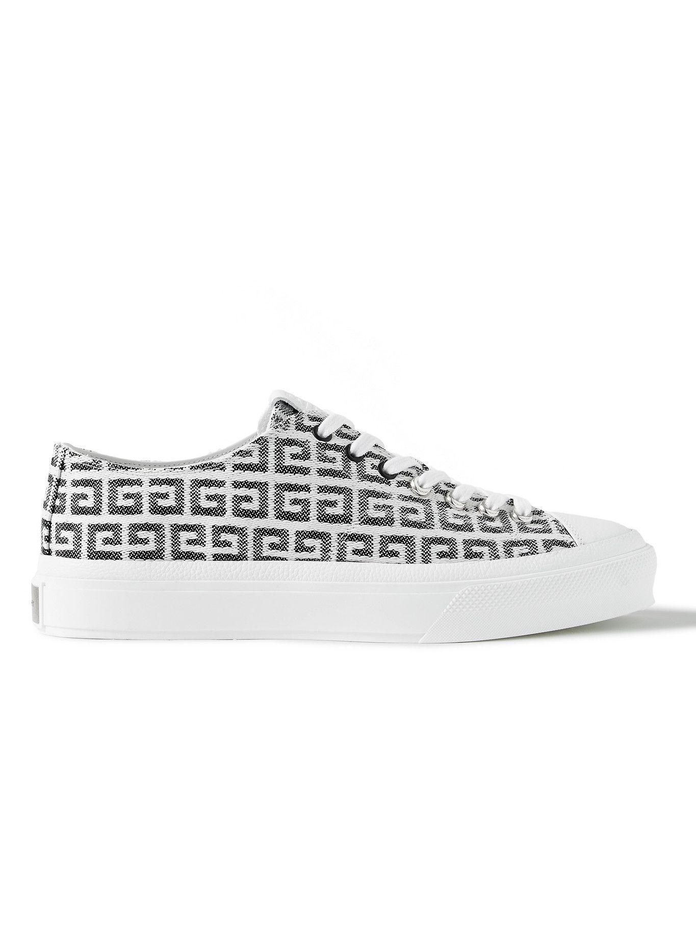 GIVENCHY - City Leather-Trimmed Logo-Jacquard Canvas Sneakers - Black ...