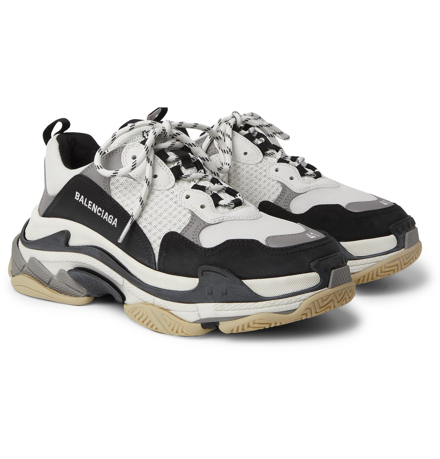 Balenciaga - Triple S Mesh, Nubuck and Leather Sneakers - White Balenciaga