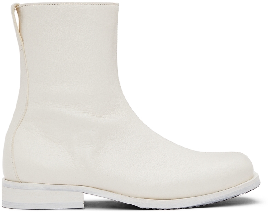 Our Legacy White Slim Camion Zip-Up Boots Our Legacy