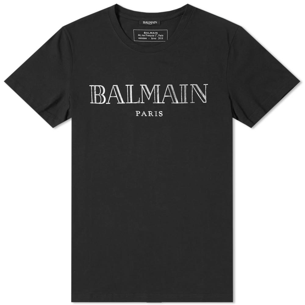 Balmain Metallic Logo Tee Black Balmain