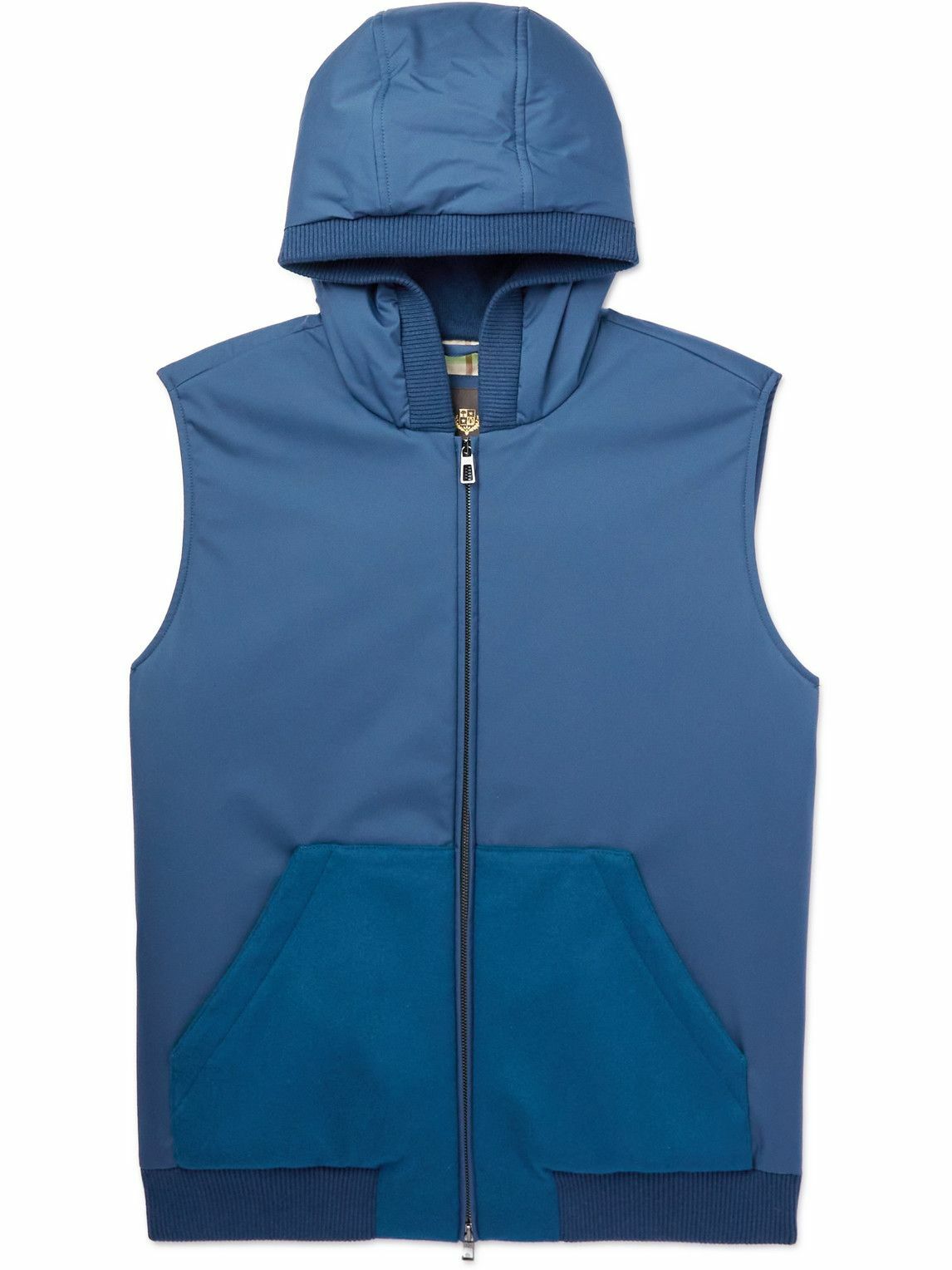Photo: Loro Piana - Wallace Storm System® Cashmere-Trimmed Padded Nylon Hooded Gilet - Blue