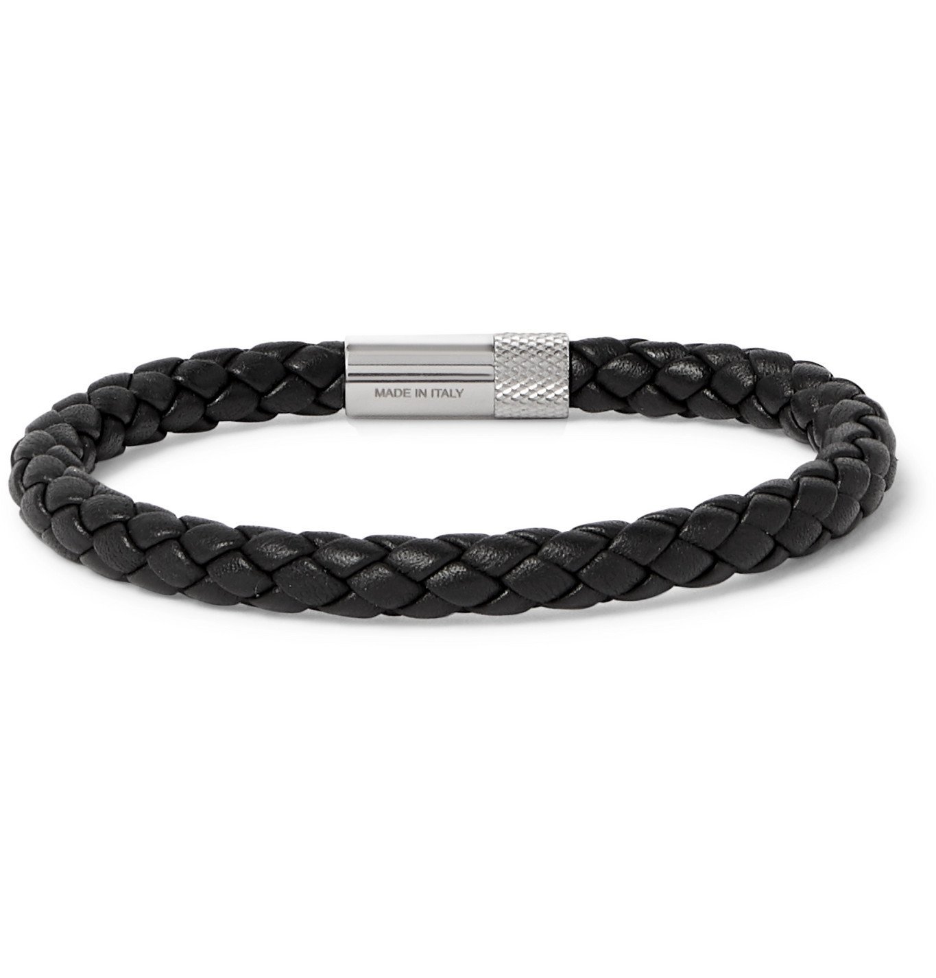 HUGO BOSS - Woven Leather and Stainless Steel Bracelet - Black Hugo Boss