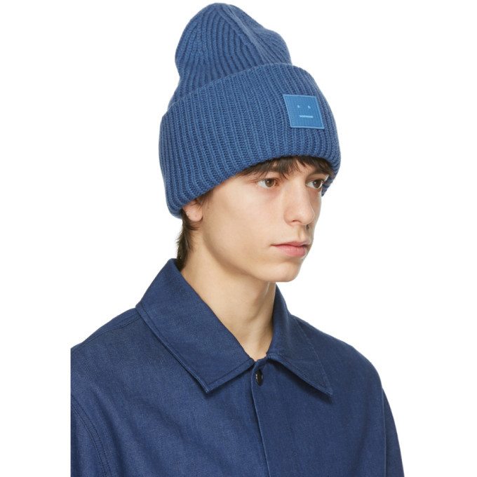 rib knit beanie hat dusty blue
