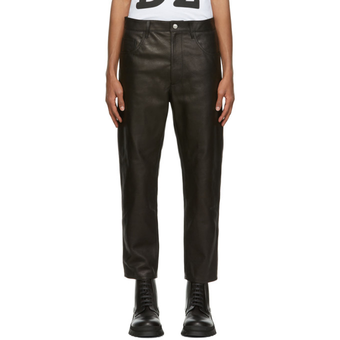 Dsquared2 Black Leather Brad Trousers Dsquared2