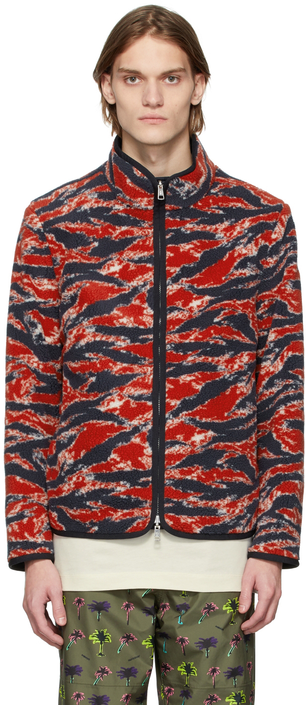 Moncler Reversible Navy & Red Tiger Stripe Jacket Moncler