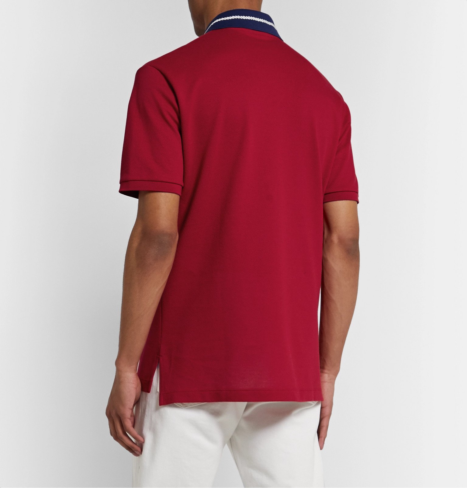 Gucci - Embroidered Stretch-Cotton Piqué Polo Shirt - Red Gucci