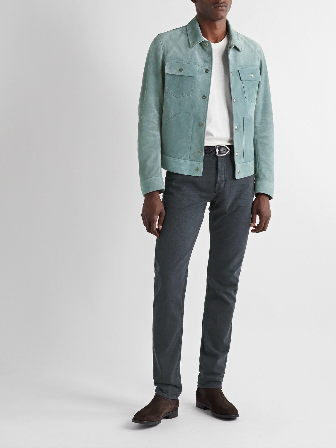 TOM FORD - Slim-Fit Suede Jacket - Blue TOM FORD