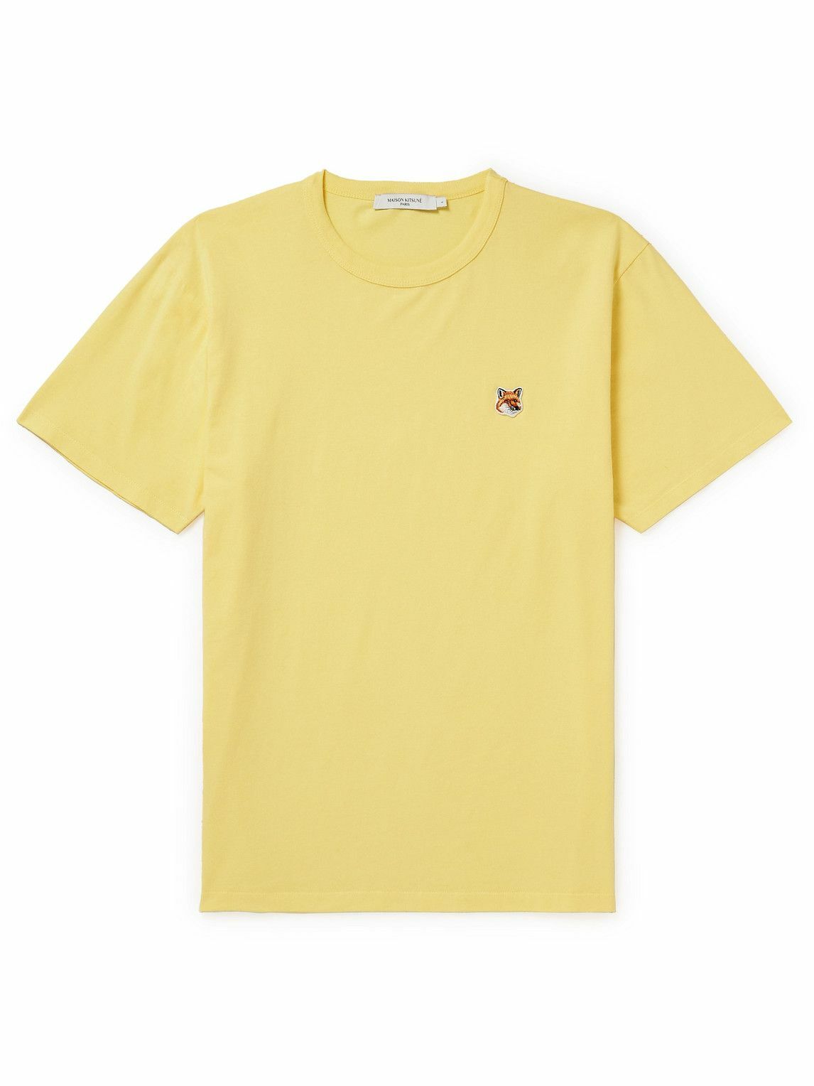 Maison Kitsuné - Logo-Appliquéd Cotton-Jersey T-Shirt - Yellow Maison ...