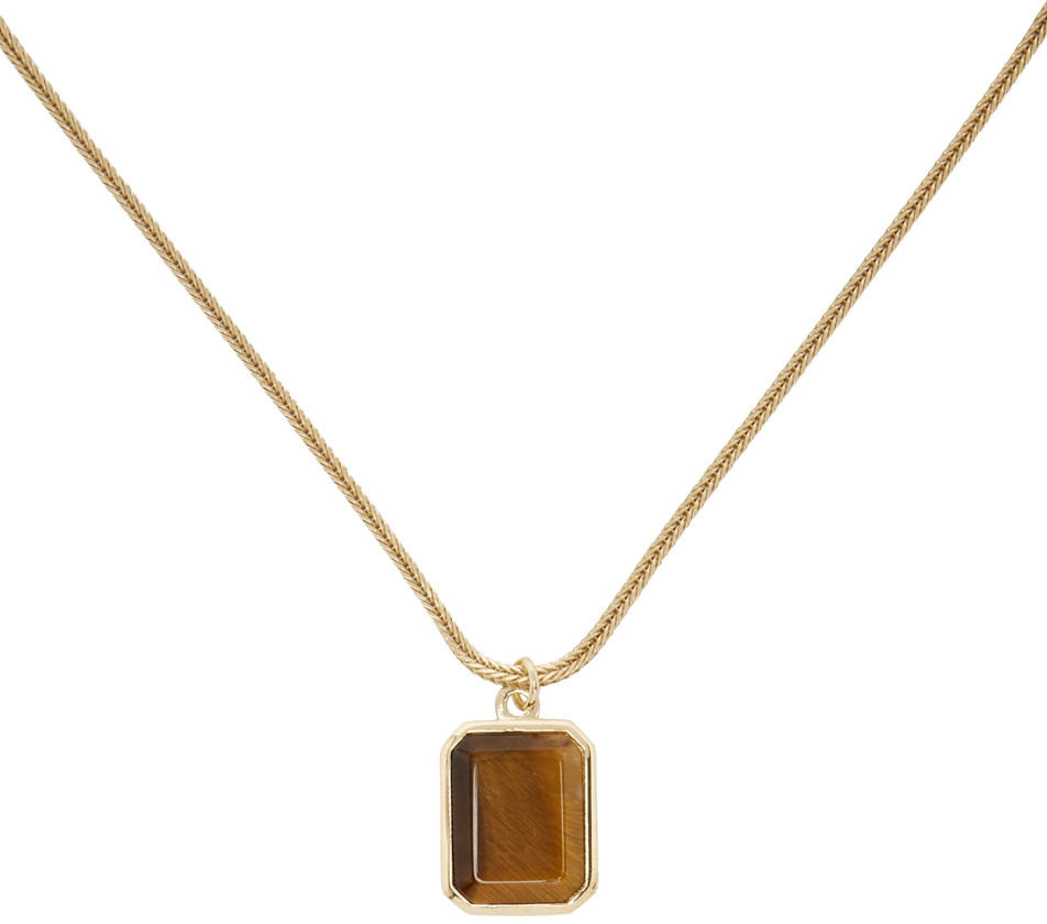 Giorgio Armani Gold & Tiger's Eye Pendant Necklace Giorgio Armani