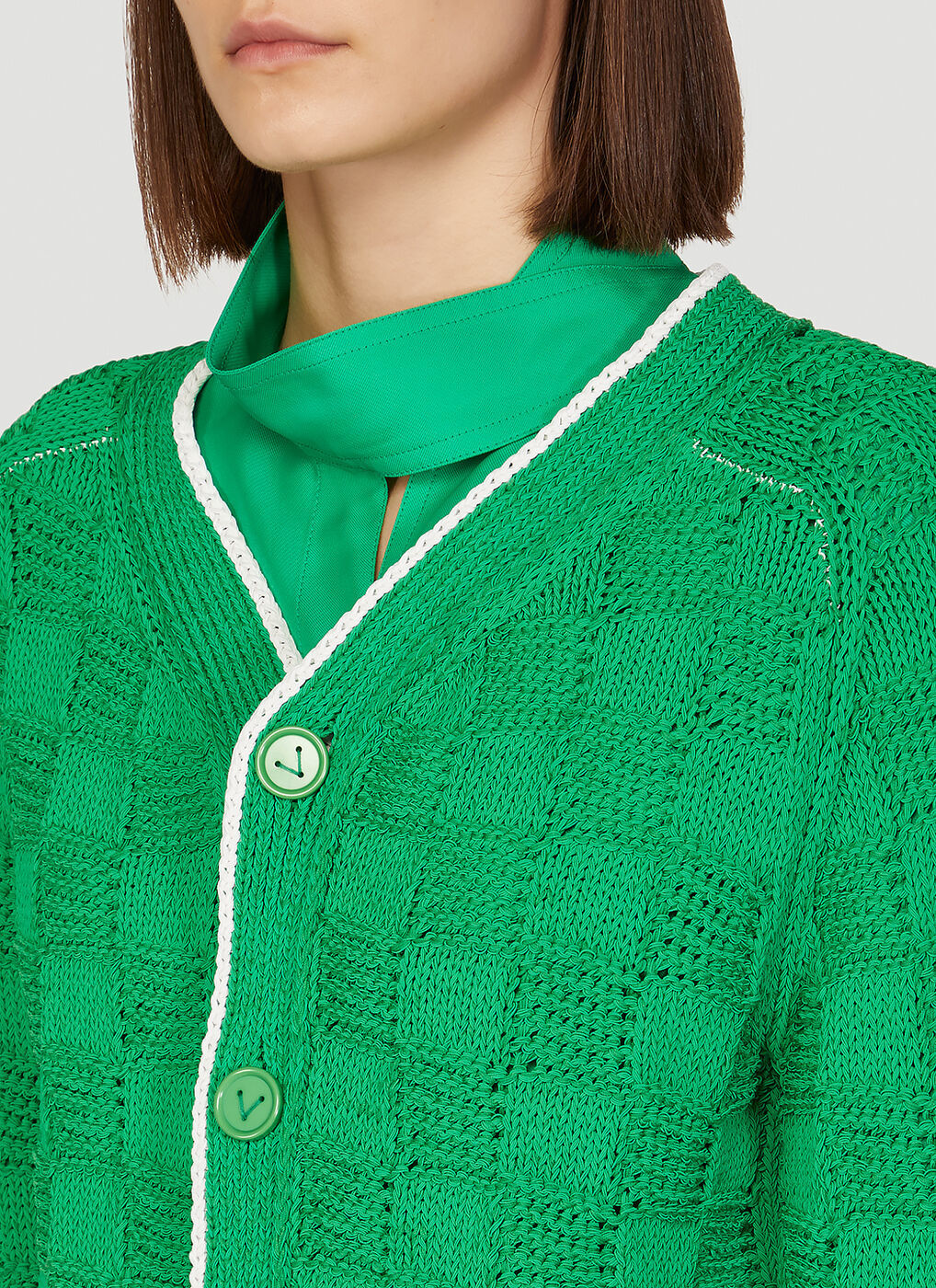Intrecciato Knit Cardigan in Green Bottega Veneta