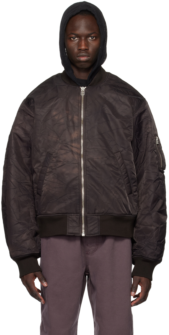 AFB STUDDED BOMBER JACKET (BROWN)