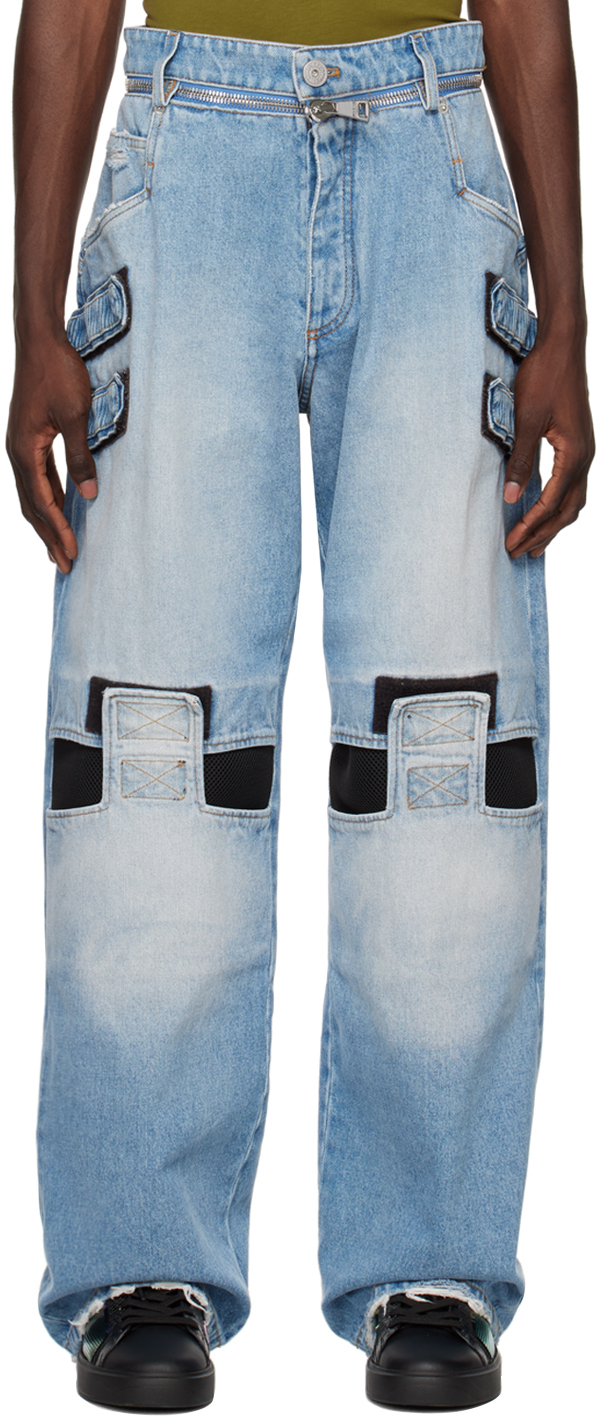 Photo: Balmain Blue Velcro Strips Jeans