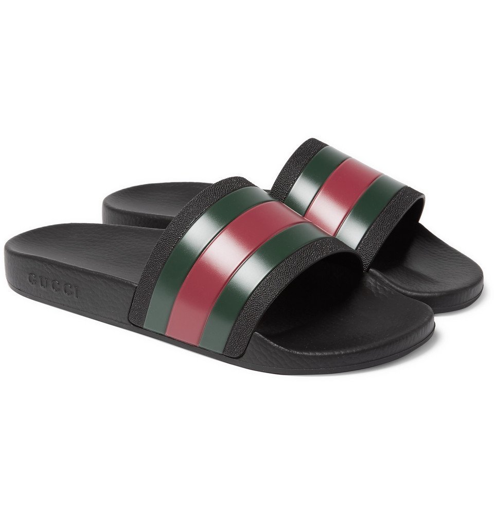 gucci stripe rubber slide sandal