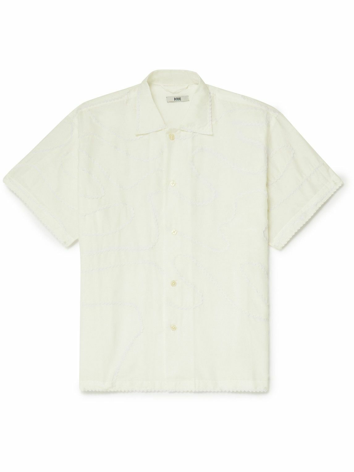 BODE - Ric Rac-Trimmed Cotton and Silk-Blend Shirt - White Bode