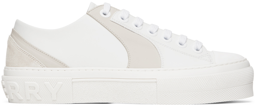 Burberry White & Gray Two-Tone Sneakers Burberry