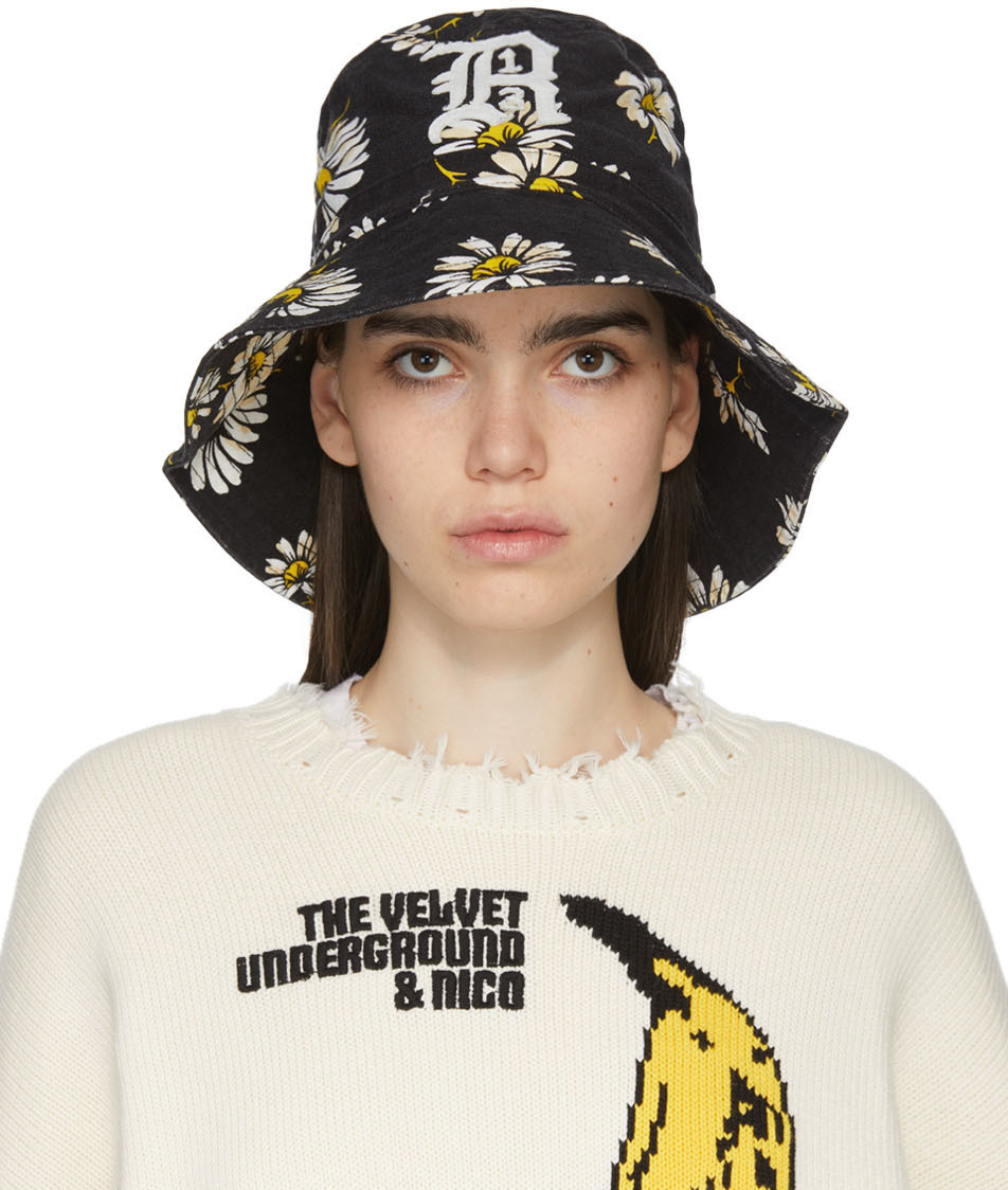 R13 Black Oversized Bucket Hat R13