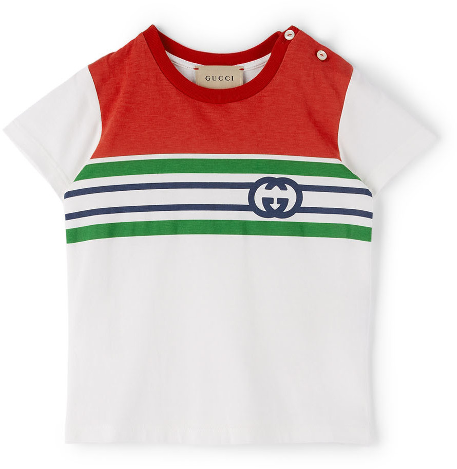 Gucci Baby White & Red Interlocking G T-Shirt Gucci