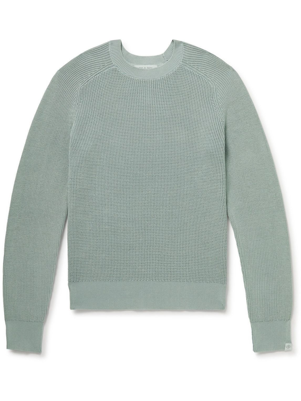 Rag & Bone Dexter TwillTrimmed Ribbed Cotton Sweater Blue Rag and Bone