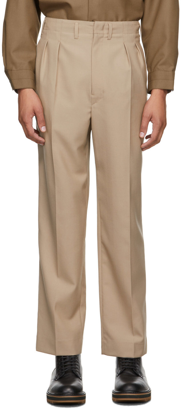 Lemaire Beige Pleats Pants Lemaire