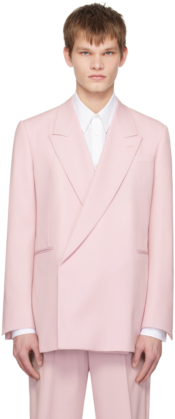 Alexander McQueen Pink Wrapped Front Blazer Alexander McQueen