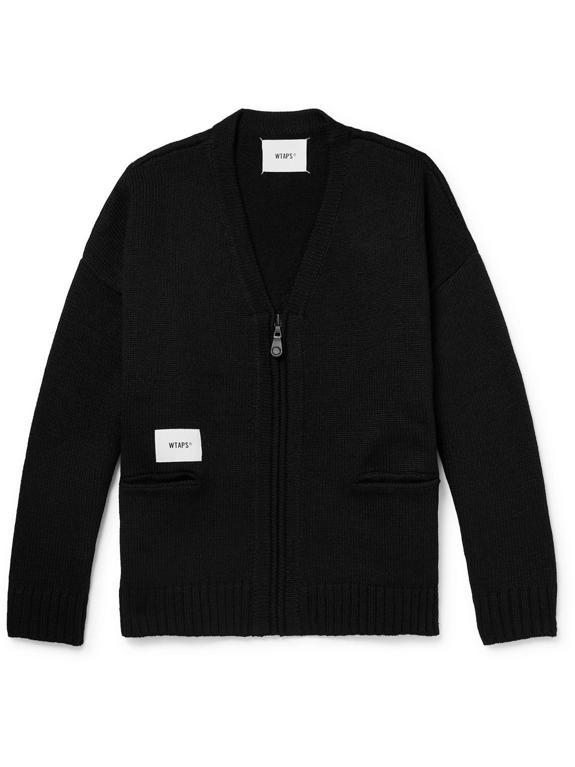 WTAPS - Palmer Logo-Appliquéd Knitted Zip-Up Cardigan - Black WTAPS