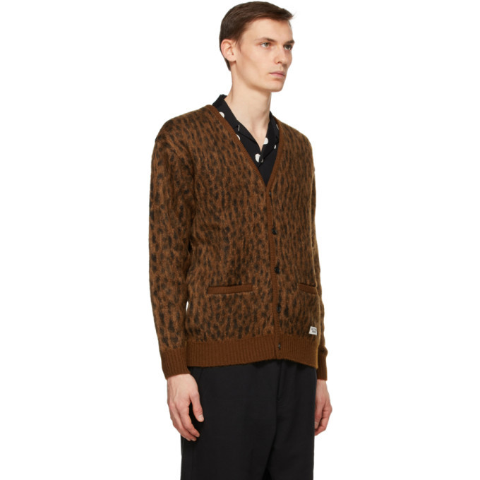 WACKO MARIA Brown Mohair Leopard Cardigan Wacko Maria