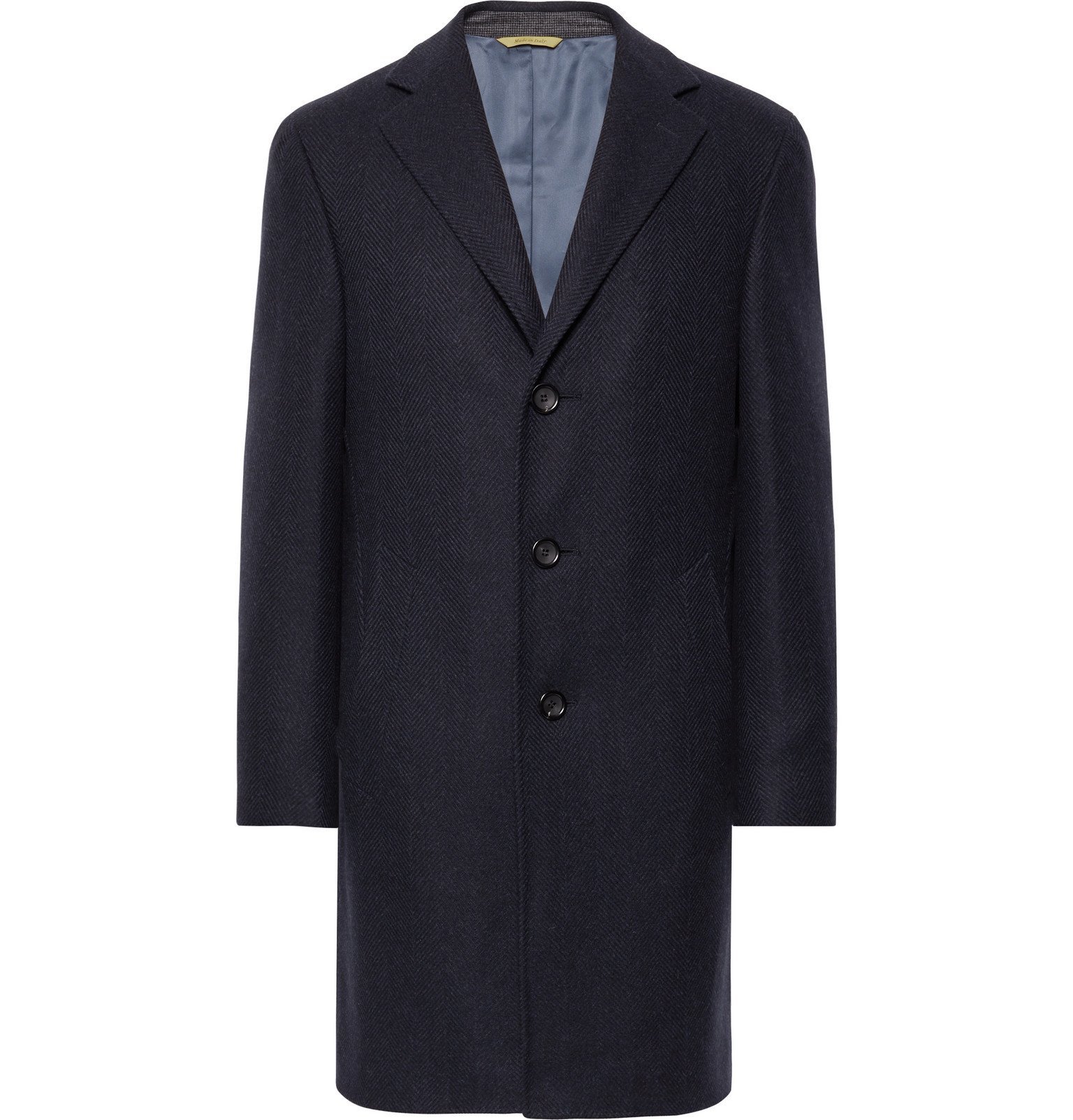 Canali - Herringbone Wool and Cashmere-Blend Overcoat - Blue Canali