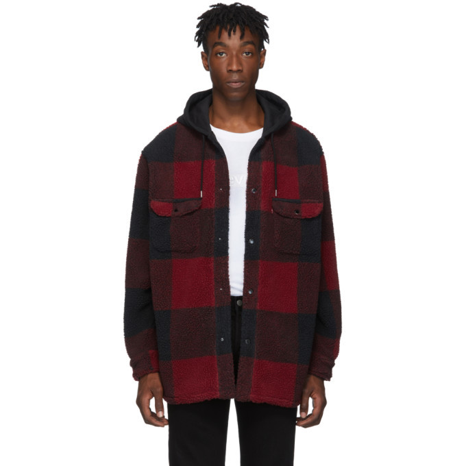 Levis Black and Red Sherpa Jackson Overshirt Levis