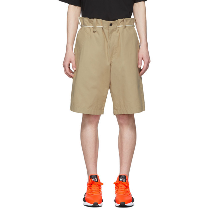 Y3 Khaki Canvas Workwear Shorts Y3