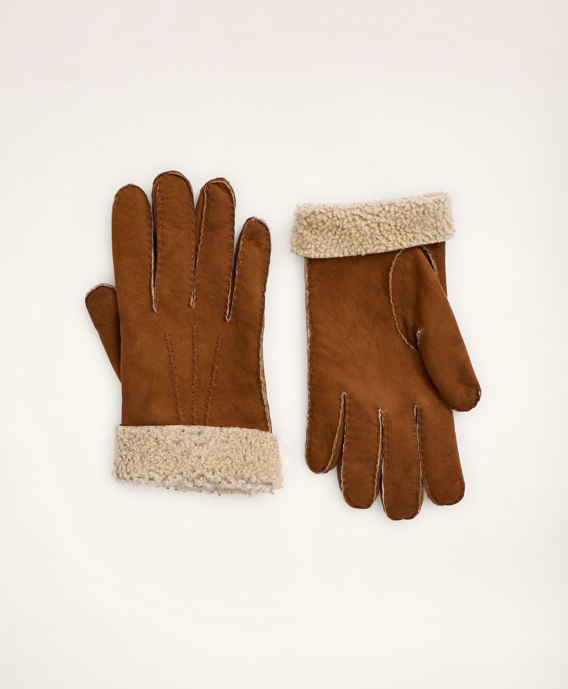 Brooks Brothers Men's Nubuck Shearling Gloves | Camel